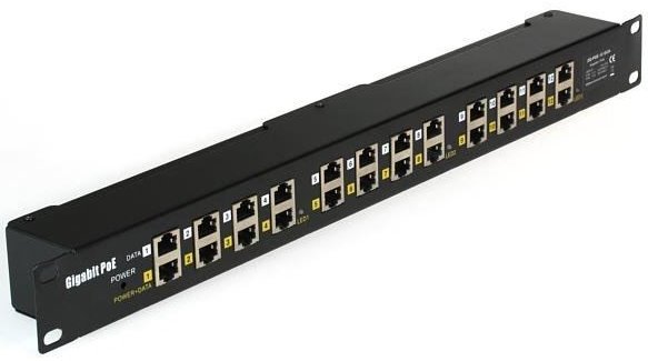 MaxLink Gigabit POE panel 12 portů, 1U pro rack 19", stíněný