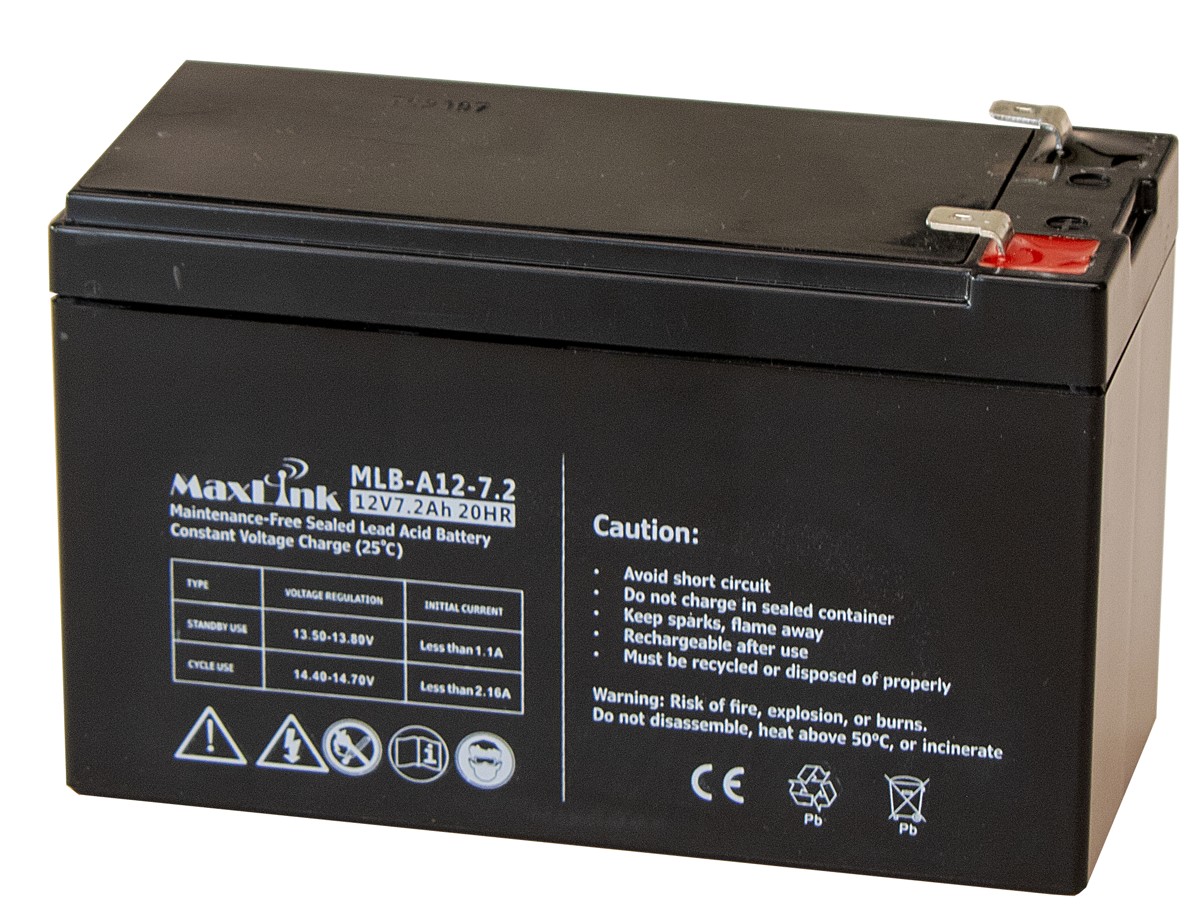 MaxLink lead acid battery AGM 12V 7.2Ah, Faston 6.3mm