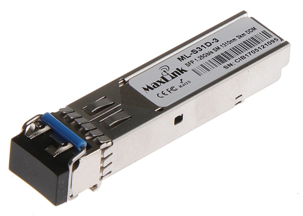 MaxLink 1.25G SFP optical module, SM, 1310nm, 3km, 2x LC connector, DDM