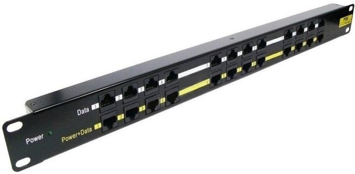 MaxLink POE panel 12 portů, 1U pro rack 19"