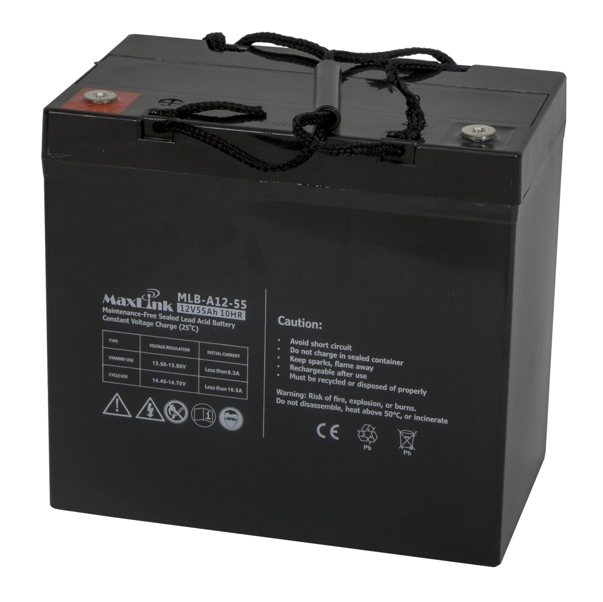 MaxLink lead acid battery GEL 12V 55Ah, M6