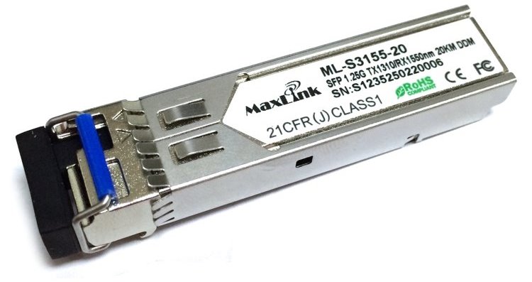 MaxLink 1.25G SFP optický modul, WDM(BiDi), SM, Tx 1310/Rx1550nm, 3km, 1x LC konektor, DDM