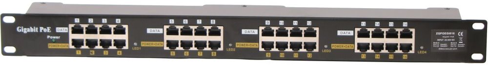MaxLink Gigabit POE panel 16 ports, 1U for rack 19", shielded