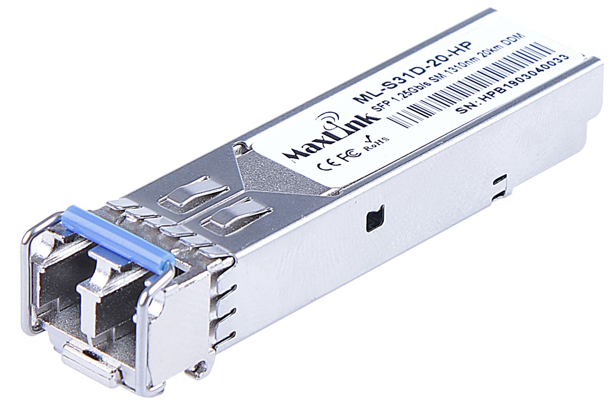 MaxLink 1.25G SFP optical HP module, SM, 1310nm, 20km, 2x LC connector, DDM, HP comp.